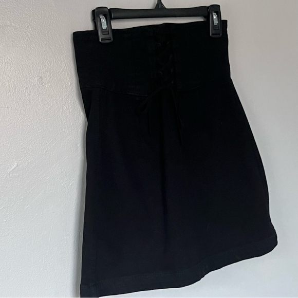 Express Tie Lace Up Stretch Pencil Knee Length Mini Skirt Black Small XS 2 - Picture 10 of 10